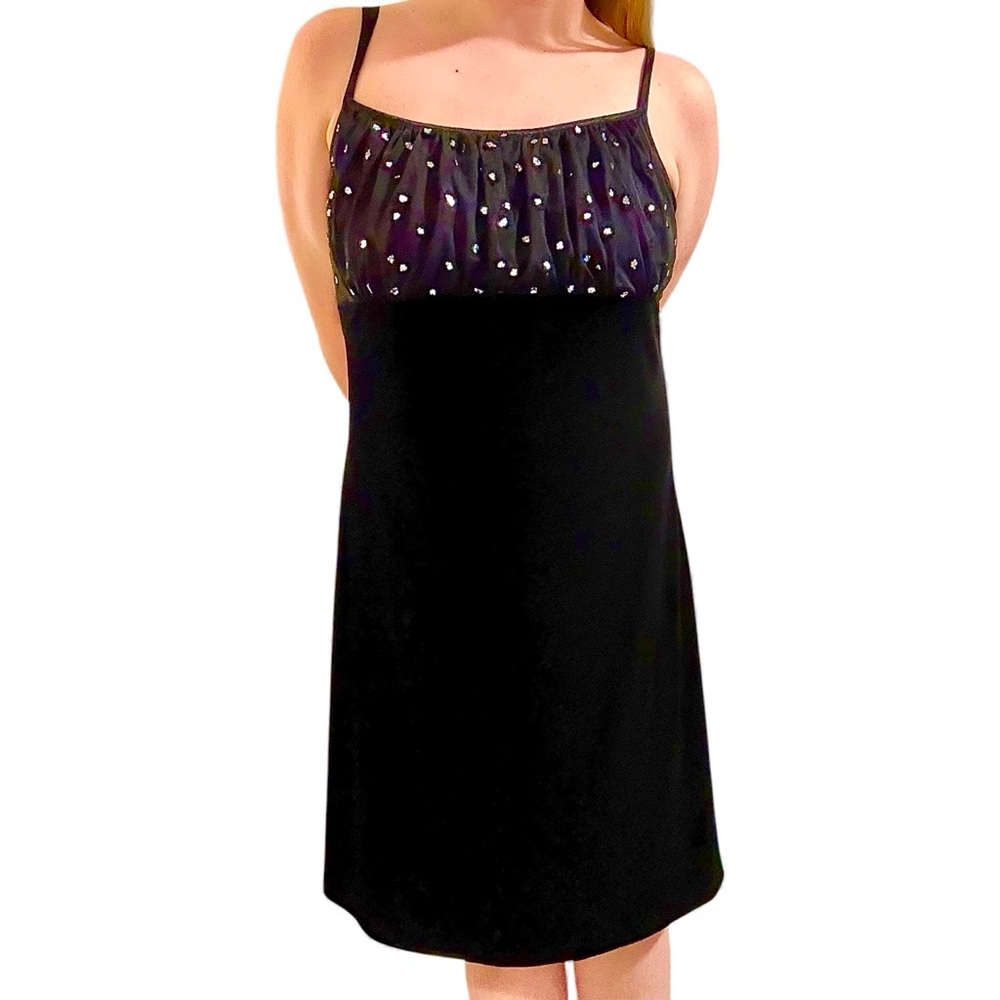 Y2K Candy Rocket Black Velvet Purple Sheer Beaded Party Dress L XL Stretch